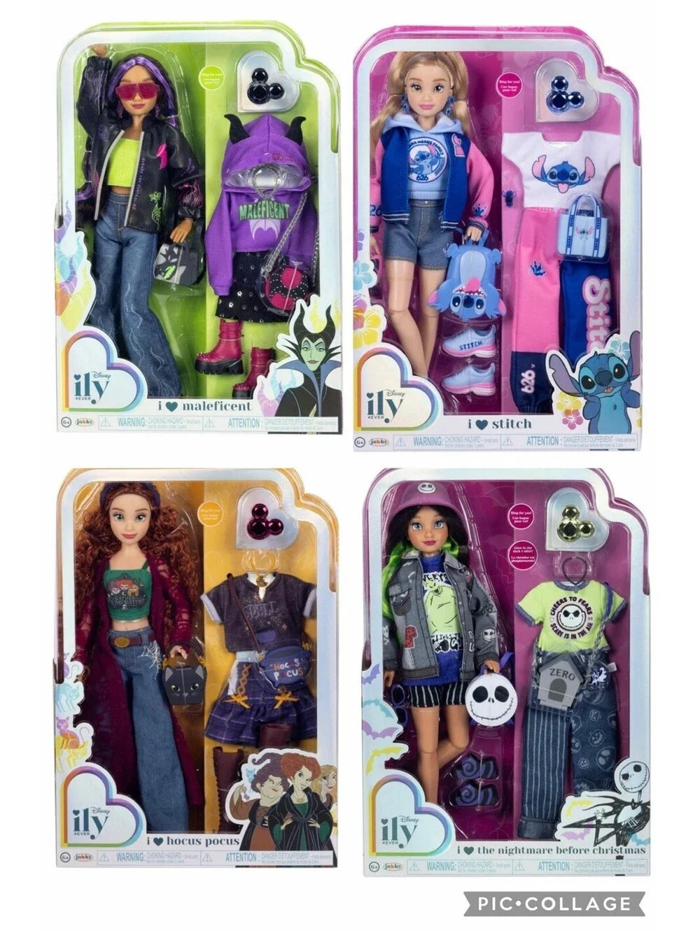 4 Disney ILY 4EVER Doll Maleficent Hocus Pocus Stitch Nightmare Before Christmas